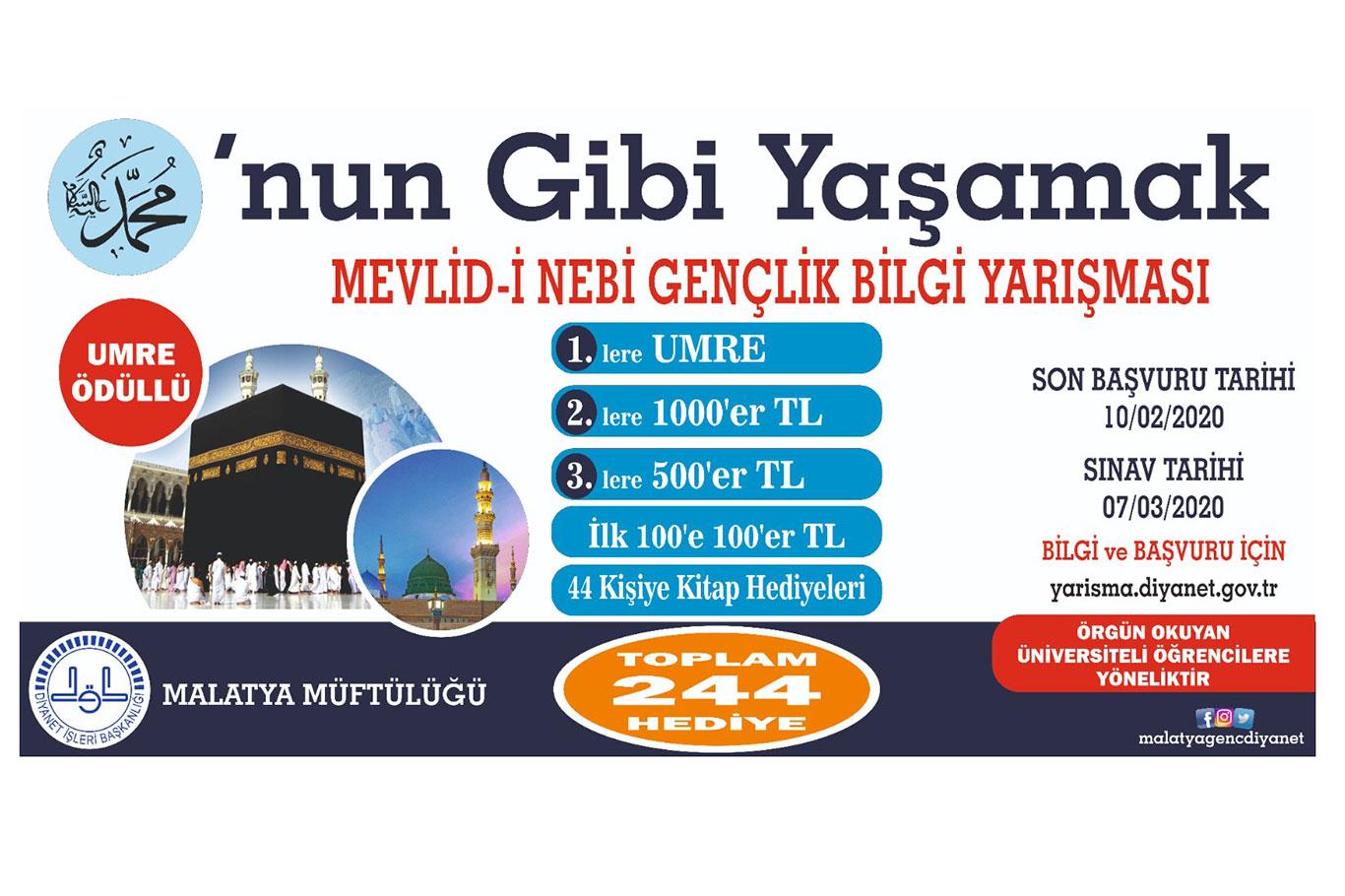 Mevlid-i Nebi Gençlik Bilgi Yarışması'na davet